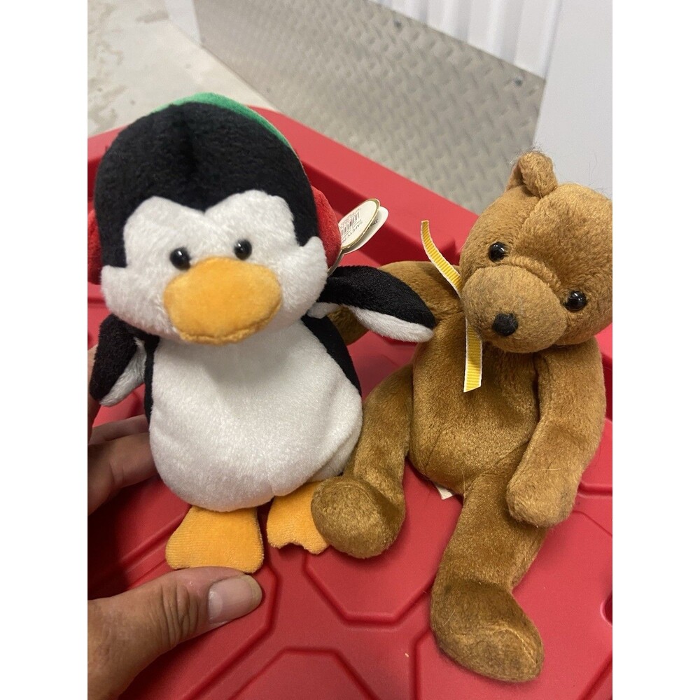 2 Ty Jingle Beanies Collection Snowbank Penguin 2008 Christmas Plush Ornament